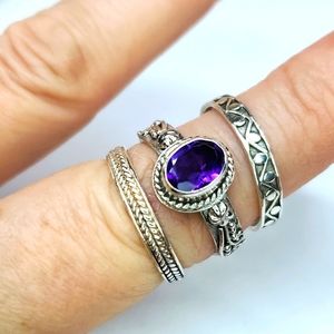 Bali Legacy Lusaka Amythest Set of 3  Rings in Sterling Silver  7